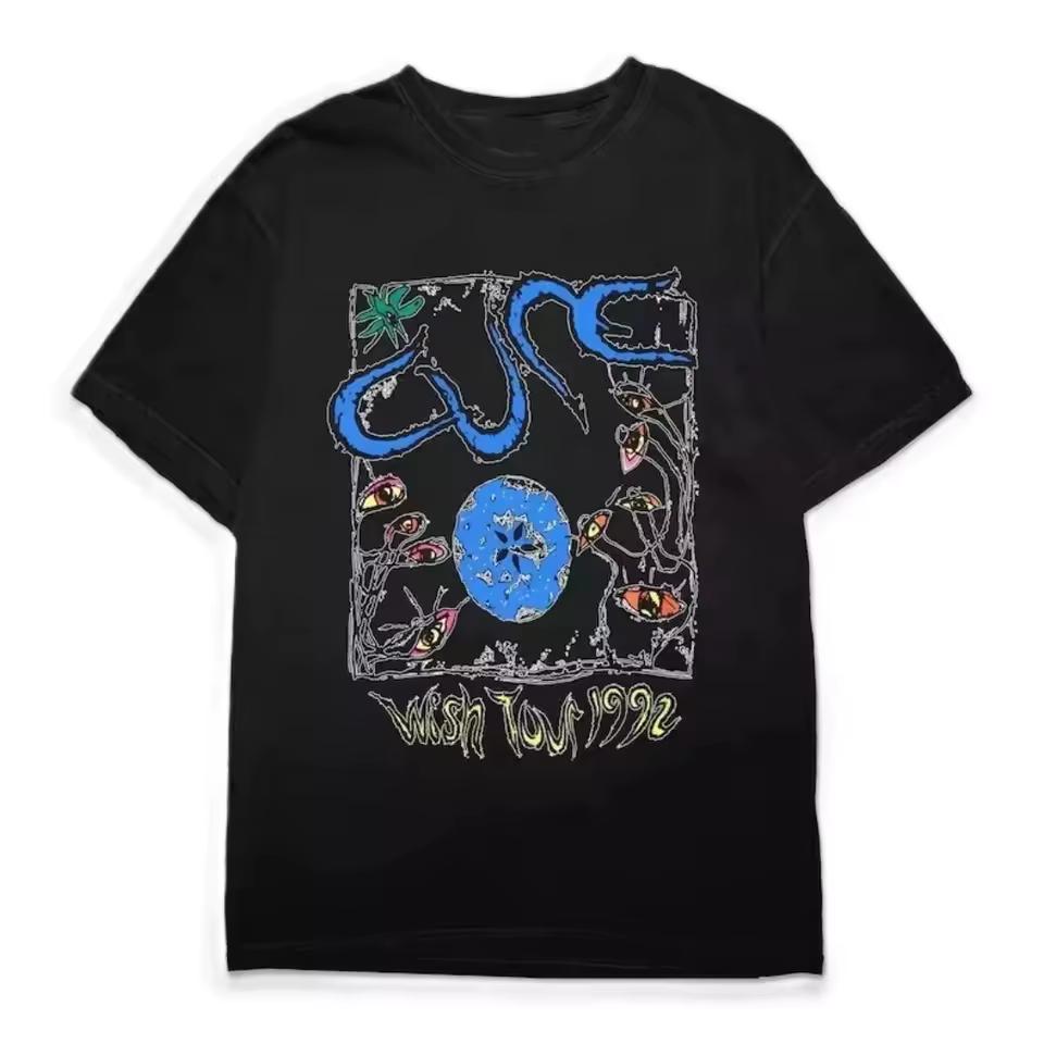 Футболка с принтом The Cure Wish Tour 1992 - Классическая рок-группа - Повседневная футболка для мужчин и женщин