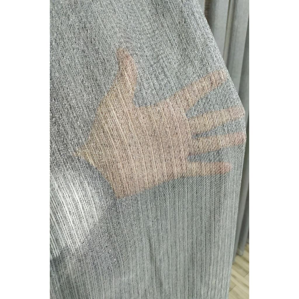 Тонкая тюлевая занавеска серого цвета со снежным узором 1/2,5 плиссированная