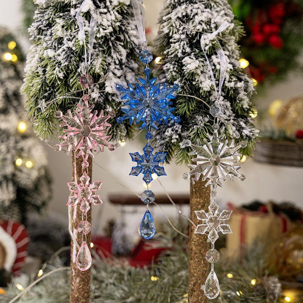 3 шт. Прозрачные подвески-снежинки на Рождество Веселое Рождество Украшение