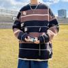 Полосатые свитера, модные мужские и женские парные свитера, рваные свитера с длинными рукавами, свободные, ленивый стиль, японский стиль, ощущение высокого класса