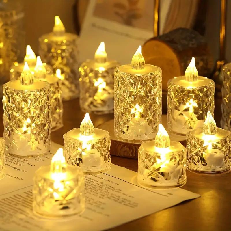Candle Lights, Christmas Decorations, Night Lights, Transparent Party Decorations, Electronic Candles, LED Lights