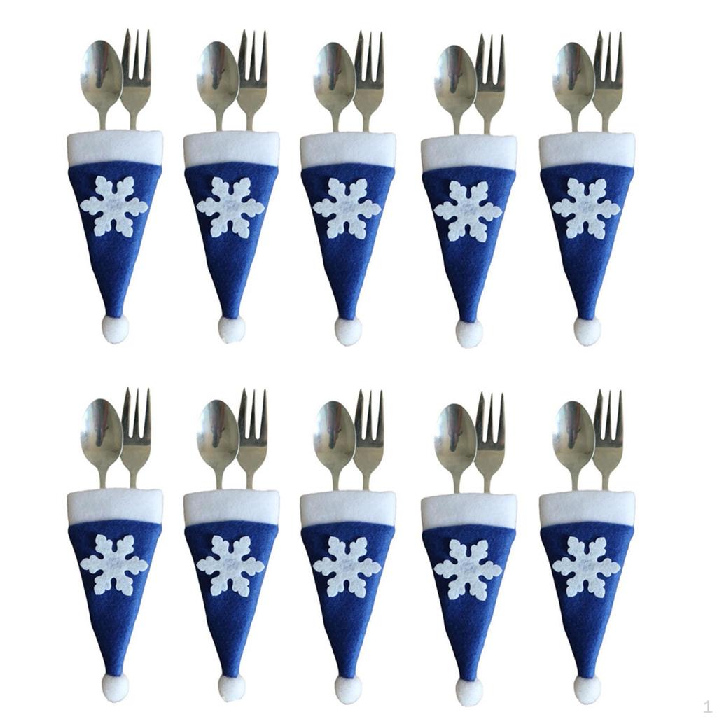 10Pcs Christmas Cutlery Holders Santa Claus Hat Plush Tiny Wine Bottle Cap for Home