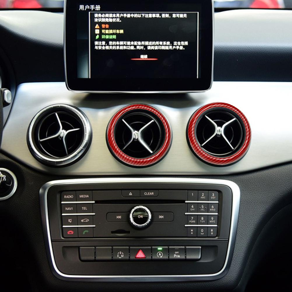 Красный карбоновый стиль, кольцо воздухозаборника кондиционера, декоративная отделка для Mercedes Benz GLA X156 CLA C117 class ( не АБ