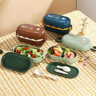 850 мл двухслойный ланч-бокс Bento Box большой емкости, пригодный для микроволновой печи, с посудой для офисных работников, студентов, ланч-бокс