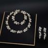 Fashion Alloy Pearl Short Clavicle Necklace Set Women's Diamond Bridal Jewelry Three-piece Jewelry
