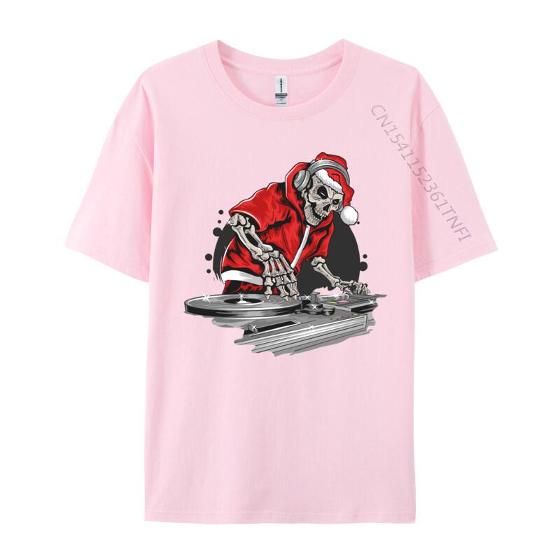 Funny Sarcastic Christmas Skull Playing Dj On New Year Fun T-Shirts Kpop T Shirt Cotton Tops Shirts For Adult Japan Style