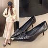Новая обувь Туфли-лодочки с острым носком и каблуками для женщин Модная обувь с бантом-бабочкой Женские туфли на высоком каблуке Женские шлепанцы