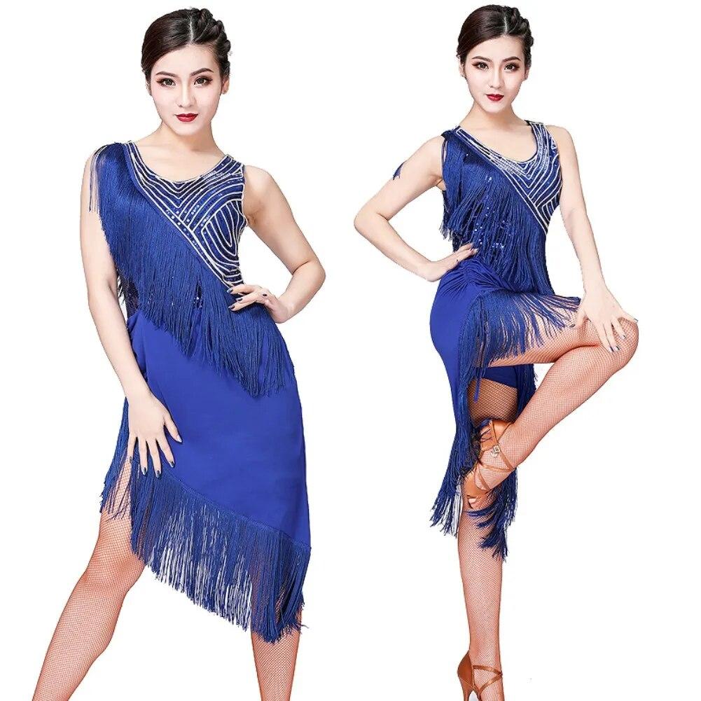 Юбка для латинских танцев с блестками и бахромой для взрослых, одежда для выступлений, одежда для тренировок