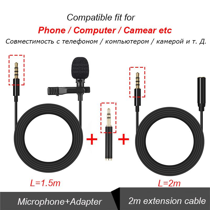 Мини-нагрудный микрофон 3,5 мм с металлическим зажимом для мобильного телефона, ПК, ноутбука — проводной микрофон для разговорной речи и вокала