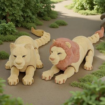 1/2 шт. 3D-печатная фигурка льва, фигура льва, подвижные суставы, модель животного, игрушка-непоседа