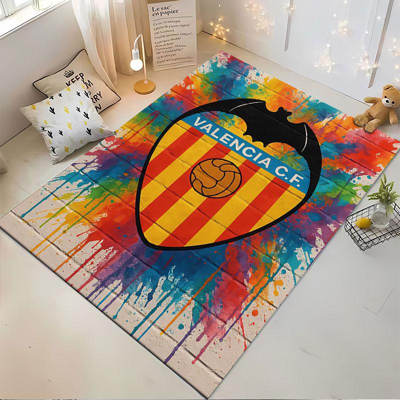 Valencia CF Colorful Logo Carpet suitable as a non-slip mat for the living room or bedroom sofa