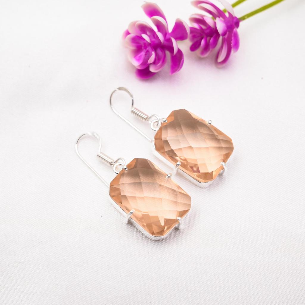 Серьги с морганитом, драгоценные камни ручной работы, 925 пробы, серьги из стерлингового серебра, антикварные украшения, для подарка на помолвку