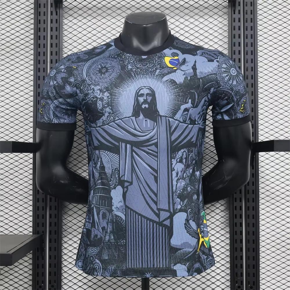 Unisex Brazil Christ The Redeemer 3D Print T‑Shirt Quick‑Dry Short Sleeve Football Streetwear Top Men Women