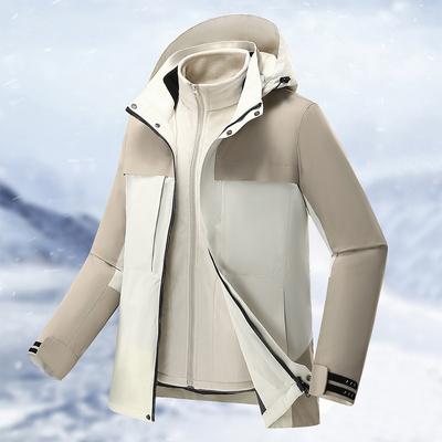 Зимняя куртка в горном стиле 3 в 1 из композитного бархата Silver Fox Velvet Shake Grain Velvet для мужчин и женщин, ветрозащитная, водонепроницаемая, устойчивая к холоду, для бизнеса и активного отдыха