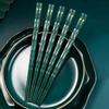 5Pair Reusable Chinese Chopsticks Sushi Sticks Alloy Non Slip Dishwasher Safe Bamboo Shape Food Grade Chopsticks