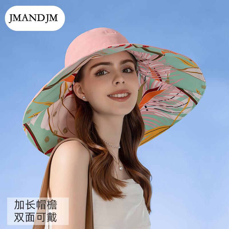 European and American New Double-sided Bucket Hat Women's Summer Widened Brim Sun Hat Fashion Sunscreen Sun Hat