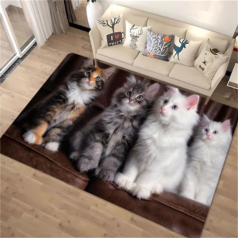 Ковры с 3D-печатью кошек для дома, гостиной, детской спальни, дивана, придверный коврик, кухонные напольные коврики, противоскользящий декор, подарок
