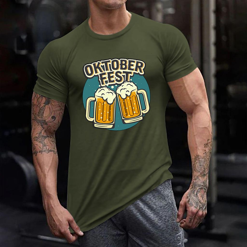 Модный топ унисекс с круглым вырезом и короткими рукавами с пивным принтом