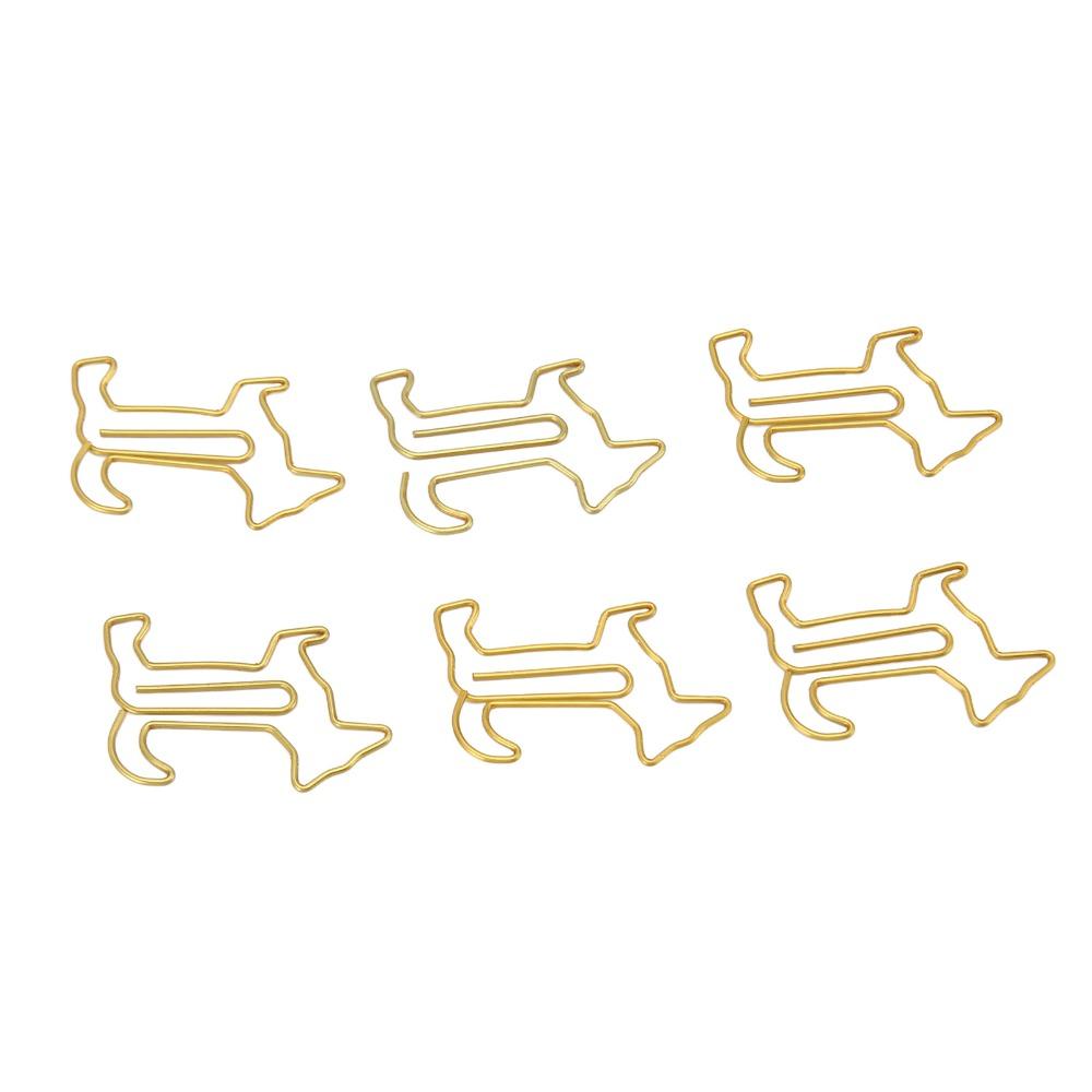 100Pcs Gold/Silver Dog Shape Paper Clips Dog Shape Portable Paper Clips Cute Paper Clips Stationery