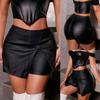 Rose Beauty A Women's Rave Split Asymmetrical Hem PU Leather Skort Club Costume Sexy Skirts Hot Dance Outfits For Ladie