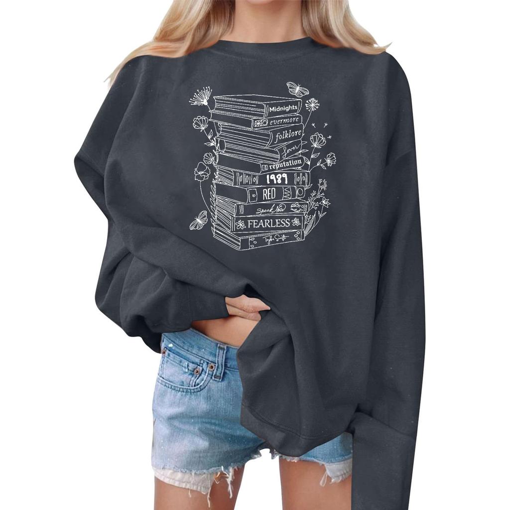 Женские повседневные модные толстовки с длинным рукавом и круглым вырезом с принтом, пуловер, топ