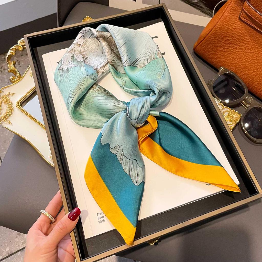 70cm Korean-Style Silk Square Scarf: Fashionable, Versatile Neck Protection and Decorative Accessory