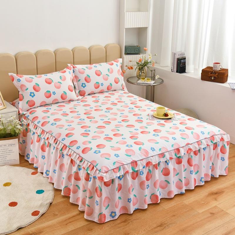 Новая хлопковая юбка-кровать с корейским принтом, хлопковая юбка-кровать, покрывало, одноместное, двойное, предметы домашнего обихода