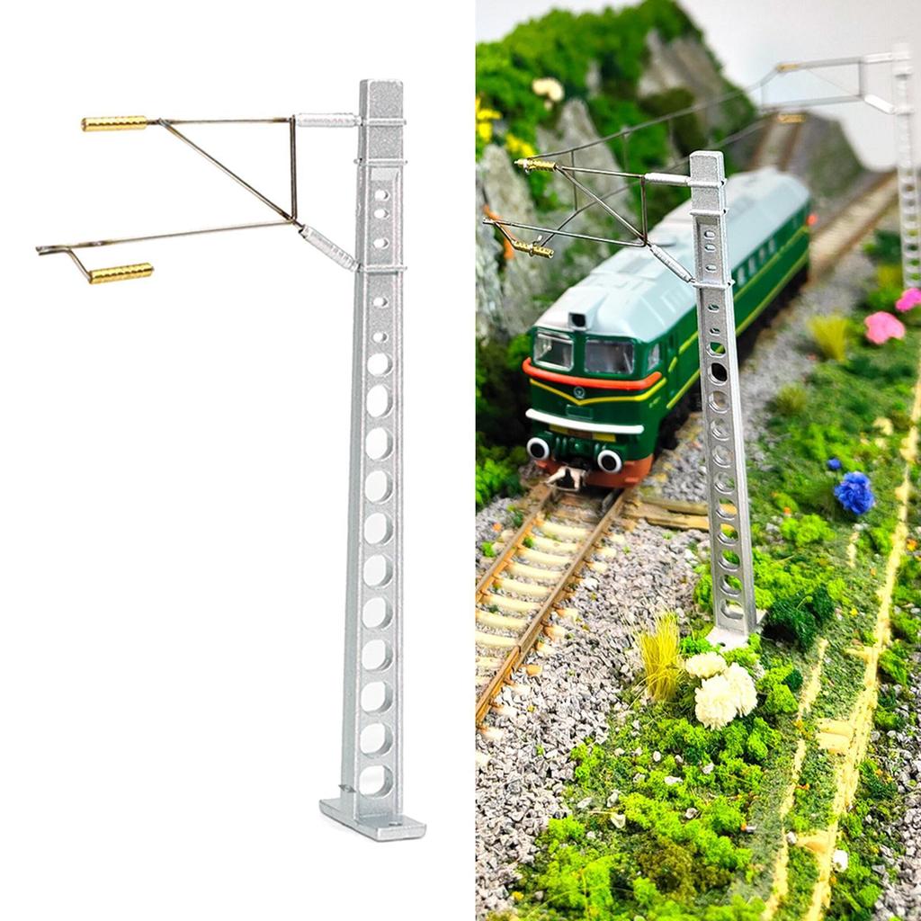 Model Train Overhead Line Post 1:87 HO Gauge Miniature Simulation Catenary Mast for Railway