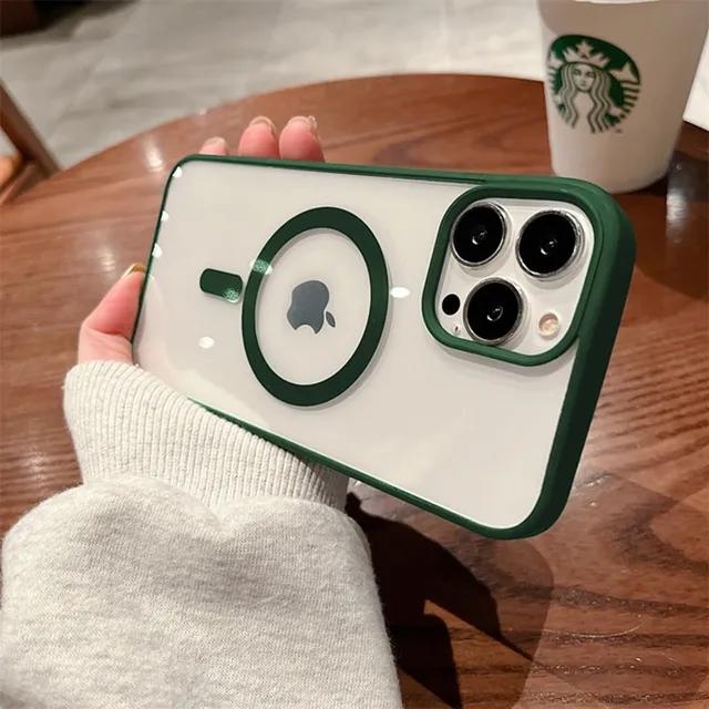 For iPhone 16 Pro Max Luxury Magsafe Magnetic Candy Frame Phone Case For iPhone 11 12 13 14 15 Plus Transparent Protective Cover