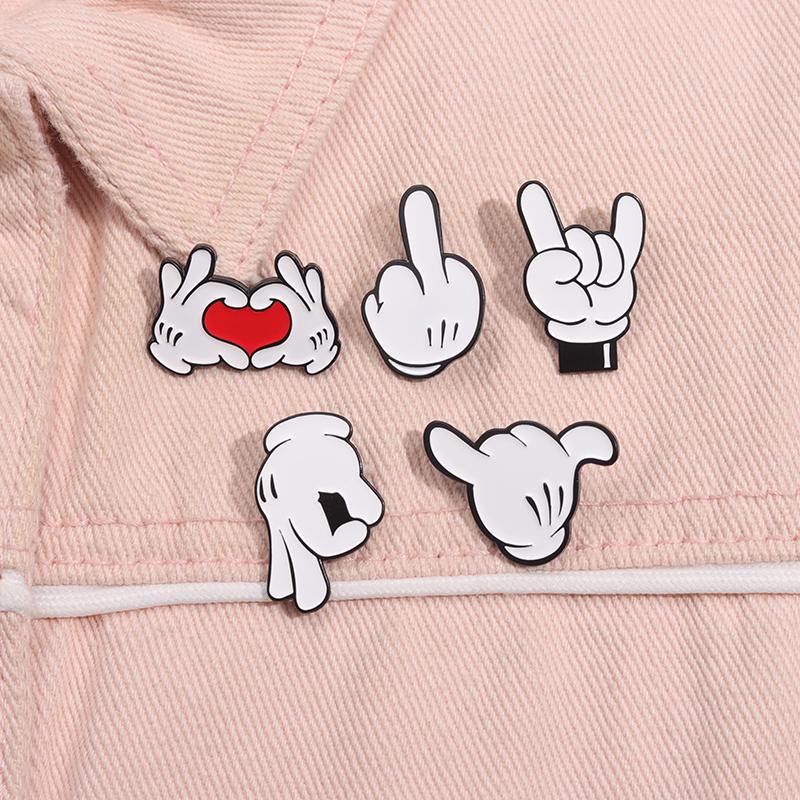 Cartoon Finger Gesture Love You Brooch Enamel Pin Creative Metal Decoration Brooch Backpack Lapel Badge Jewelry Gift for Friends