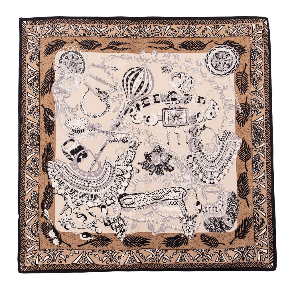 Mulberry Silk Scarf New Retro Winter Beautiful Ginkgo Printing Four Seasons Shawl Sunscreen Dual-purpose