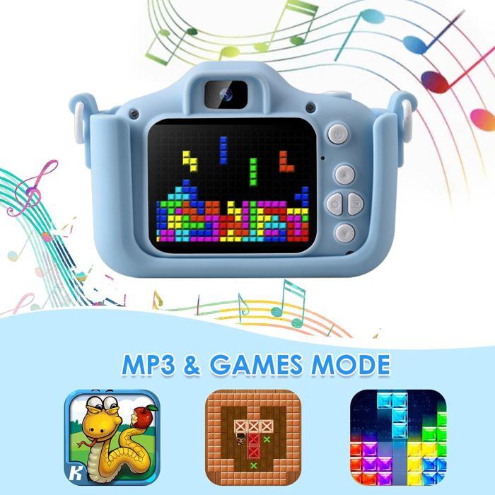 Appareil photo pour enfants, double caméra, version rechargeable de 2,0 pouces, avec carte SD de 32 Go, cadeau de Noël