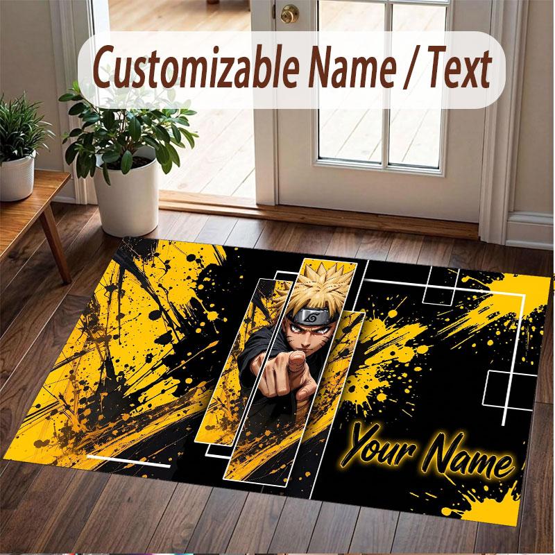 Custom Name Crystal Velvet Rug,Naruto Comfortable Anti Slip Floor Mat For Room Decoration