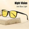 Outdoor UV400 Nigh Vision Glasses for Men Night Driving Riding Goggle Shades Square Blue Light Blocking Eyeglasses Sunglasses