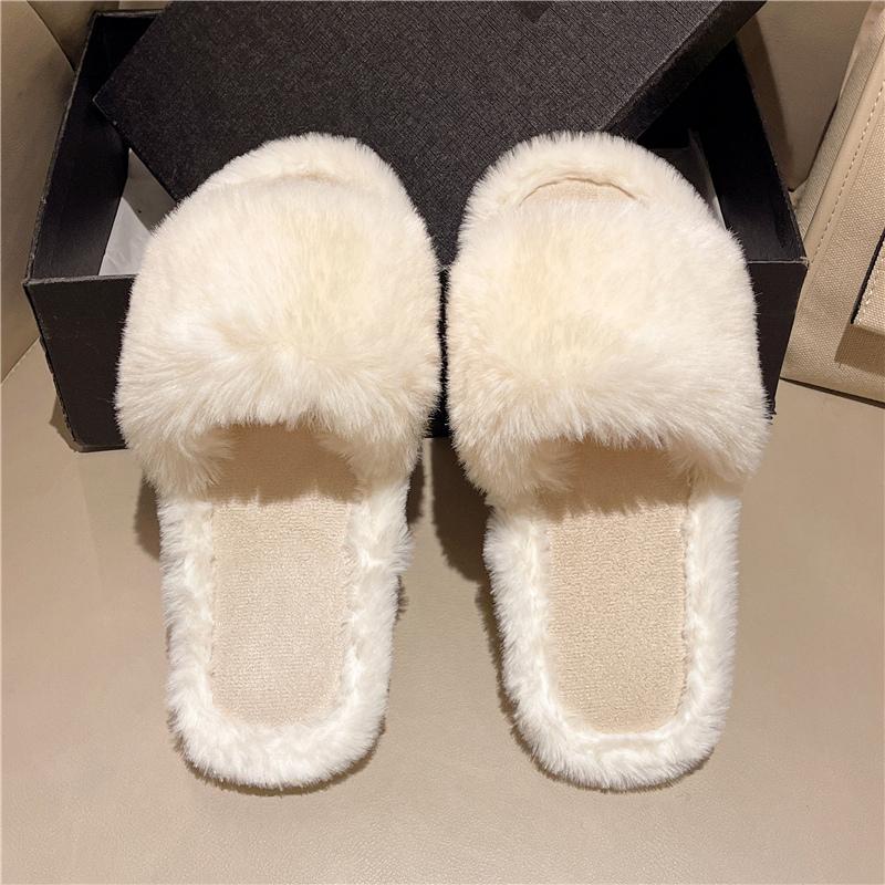 Женские домашние тапочки осень-зима с мехом, нескользящие повседневные домашние туфли на плоской подошве, однотонные женские шлепанцы, теплая обувь