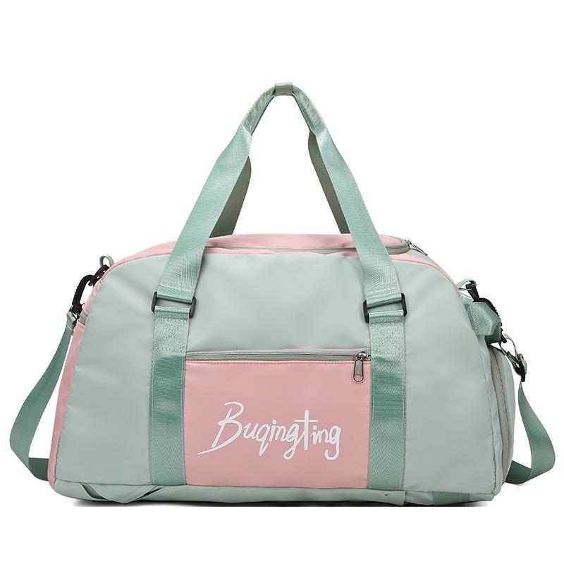 Multi-purpose color-blocking sports backpack for women with separate compartments for wet and dry items, shoe compartment, gym bag, hand-held Oxford