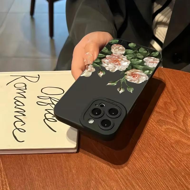 Чехол для телефона с цветком розы Для iPhone16 Pro Max Чехол Для iPhone 11 13 12 15 14 ProMax Mini Plus XS X Мягкий Силиконовый Ударопрочный Чехол