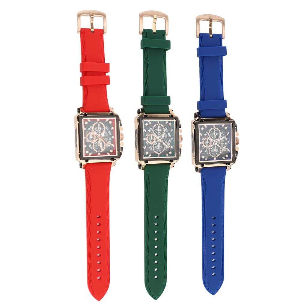 Men Quartz Watch Silicone Strap Water Resistant Luminous Fashion Casual Hollow Men Analog Chronograp