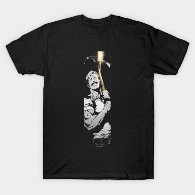 Asian Size Cotton Unisex Tshirt Print T-shirt Escanor Manga Panel Black And White T-shirt No-Cut Print Regular Fit