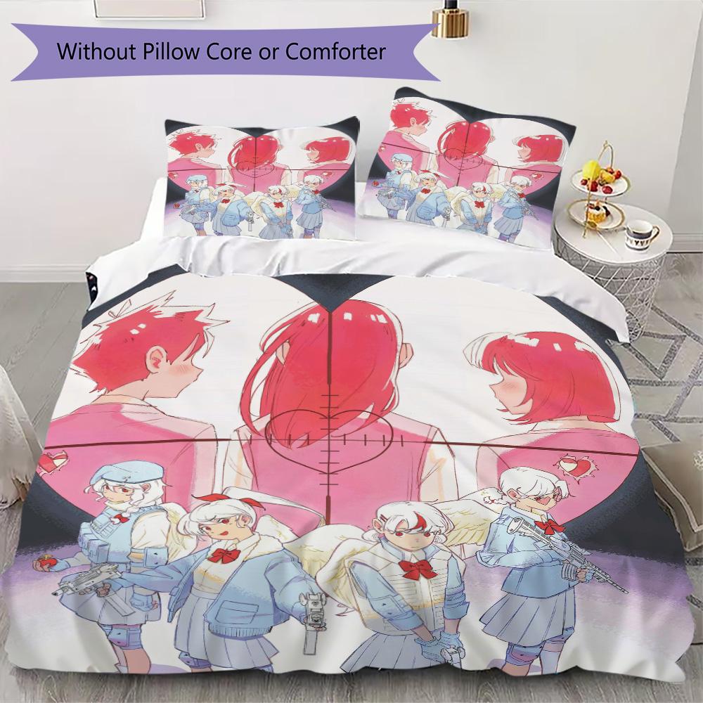 Anime-themed Love Marble Design Pattern Bedding,Quilt Set Quilt Cover Pillowcase Home Birthday Gift (1*duvet cover+2*pillowcase,without core)XSJT09172