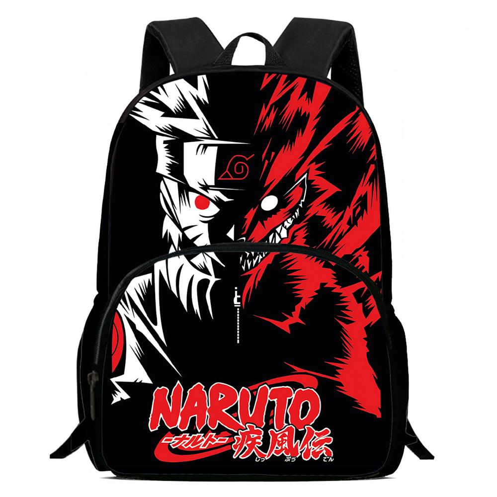 Рюкзак детский NARUTO Аниме Регулируемый ремень на плечо Передний карман Легкий прочный школьный рюкзак Для мальчиков и девочек Возраст 6-10 лет