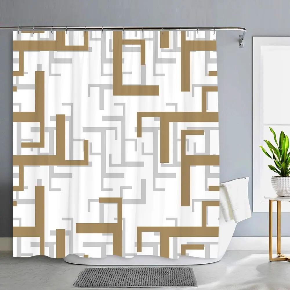 Геометрическая занавеска для душа простая современная декоративная полиэстеровая ткань машинная стирка ткань подвесная занавеска для ванной комнаты декор