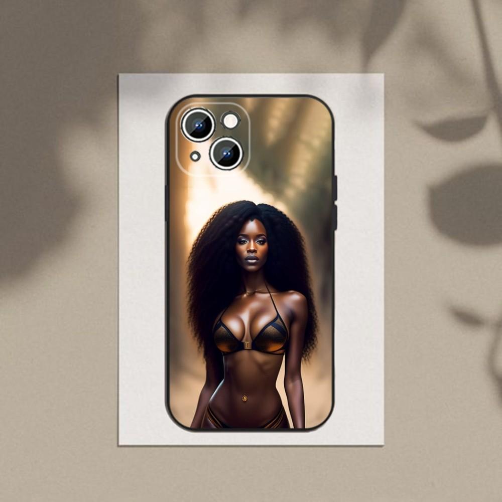 Afro Girls Art Phone Case Phone Case For Apple iPhone 15,14,13,12,11,XS,XR,X,8,7,Pro,Max,Plus,mini Silicone Black Cover