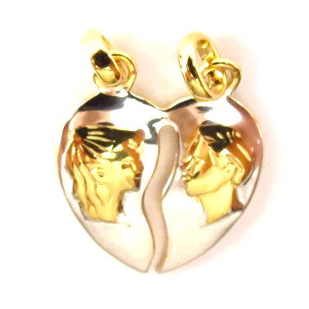 Les Trésors De Lily [E0232] - Gold Plated Pendant 'Ames Soeurs' Golden Silver
