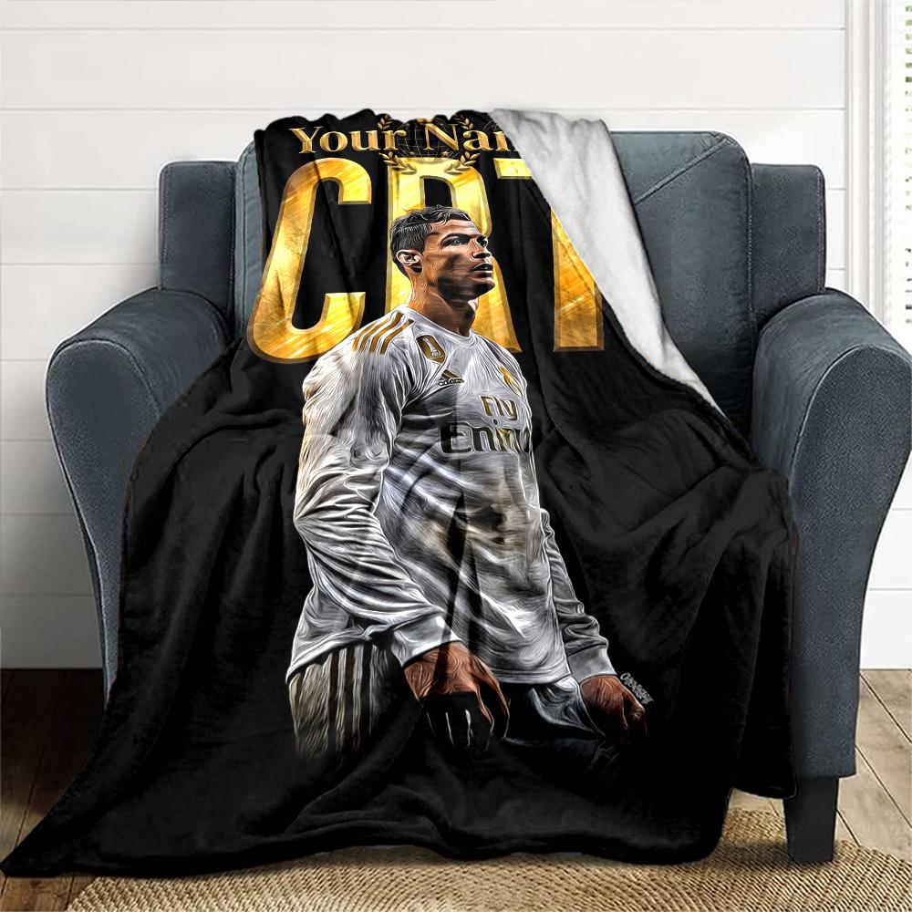 Cristiano Ronaldo (6) Personalized Name Blanket Multi-purpose Personalized Blanket Soft Warm Cozy for Chair Livingroom Couch Picnics