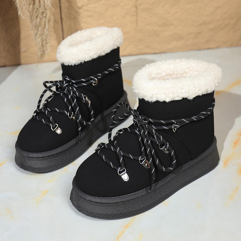 Winter New Snow Boots Plus-size Flat Short Cotton Shoes Women's Plush Thickened To Warm The Snow