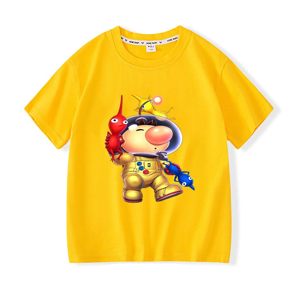100% Хлопок Игра Pikmin Детская Футболка Мультяшный Графический Принт Футболки Смешной Повседневный Детский Топ Мягкий Круглый Вырез Короткий Рукав Летний