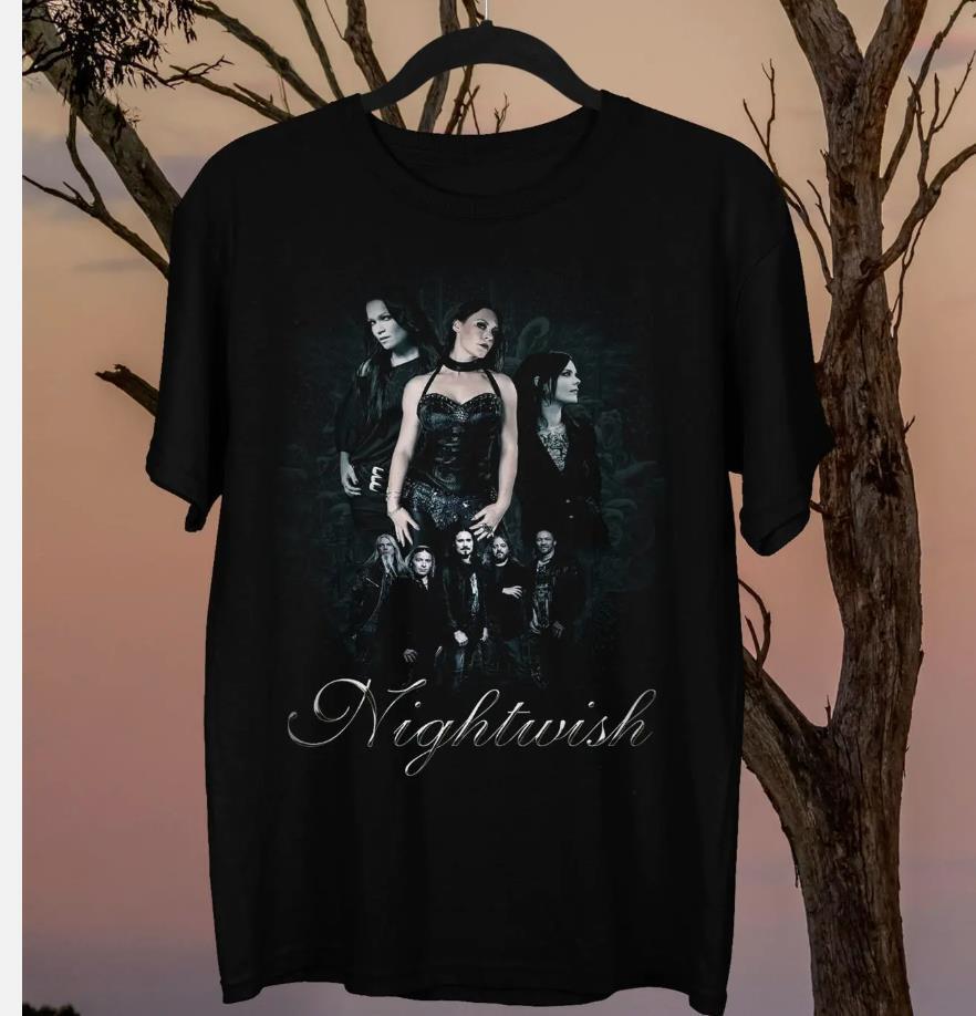 Футболка Nightwish с коротким рукавом, хлопок, черная, мужская, все размеры от S до 5XL, унисекс