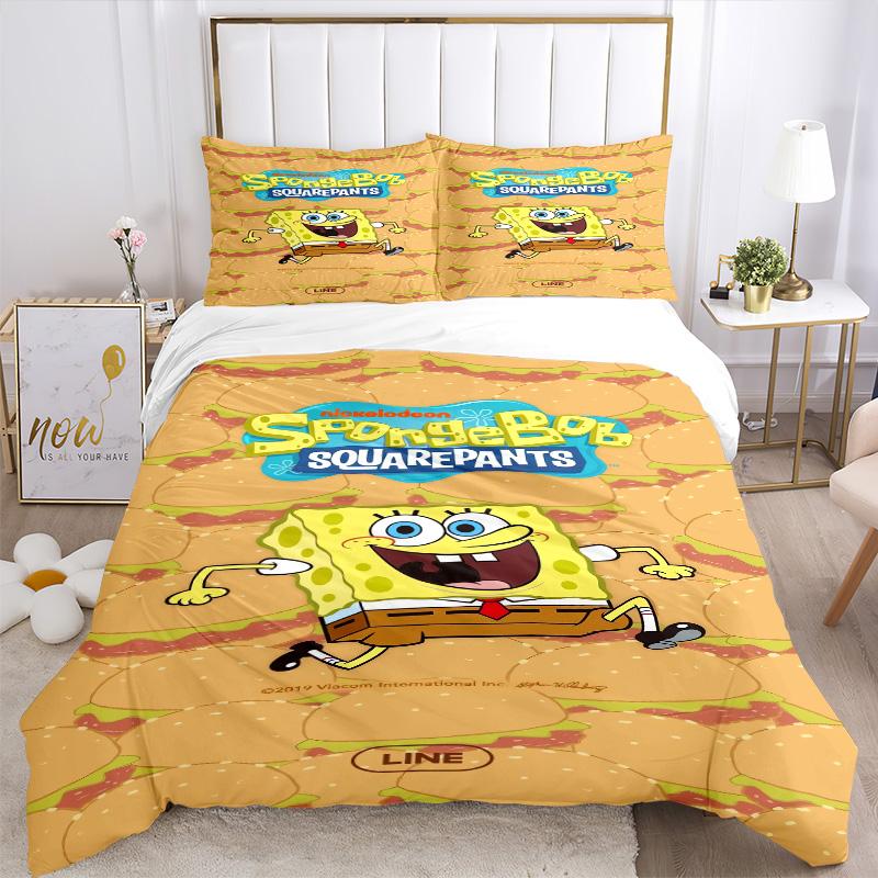 Spongebob Squarepants Adventure Print 3Pcs Bedding Setduvet Cover With 2 Bedropillowcase Home Birthday Gift
