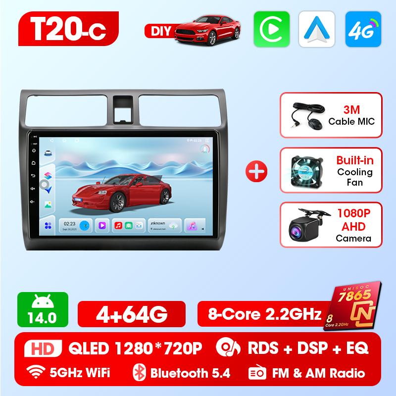 Srnubi 2 Din Carplay Android Auto for Suzuki Swift 2003 - 2010 10 inch Car Radio Multimedia Player GPS Navigation DSP Bluetooth 5.4
